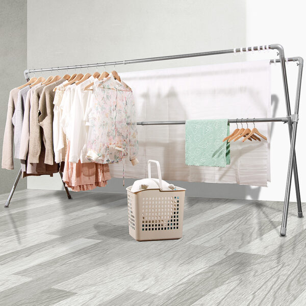 039024-01-01000-3 晴天媽咪 304不鏽鋼加長2.4M全鋁合金配件X型伸縮曬衣架(贈防風掛勾) 【039024-01】