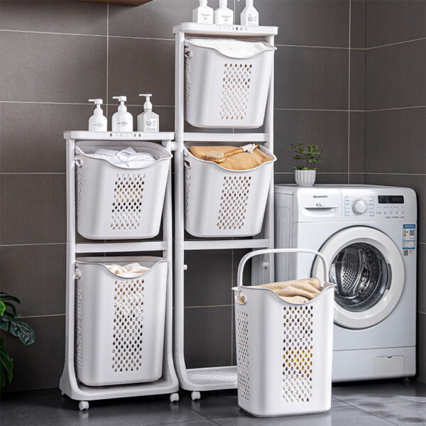 Mr.box  升級加大款  日式雙向洗衣籃 髒衣分類收納籃-附輪 多款可選