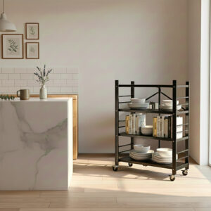 4-01000-1 Mr.box 72寬免安裝落地折疊置物收納架-附輪 四層/五層/六層 黑色&白色可選