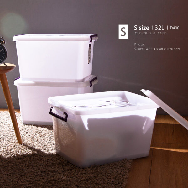 Mr.box D400 滑輪整理箱S 32L*3入(紫色把手) 【660010】